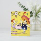 Fred Flintstone Wilma Barney en Betty Fiesta Briefkaart (Staand voorkant)