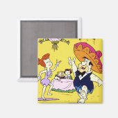 Fred Flintstone Wilma Barney en Betty Fiesta Magneet (Voorkant / Achterkant)