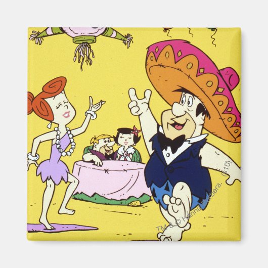 Fred Flintstone Wilma Barney en Betty Fiesta Magneet (Voorkant)