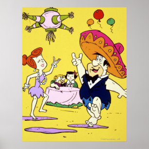 Fred Flintstone Wilma Barney en Betty Fiesta Poster