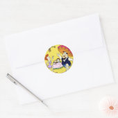 Fred Flintstone Wilma Barney en Betty Fiesta Ronde Sticker (Envelop)