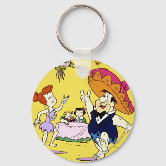 Fred Flintstone Wilma Barney en Betty Fiesta Sleutelhanger (Voorkant)