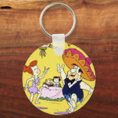 Fred Flintstone Wilma Barney en Betty Fiesta Sleutelhanger (Voorkant)