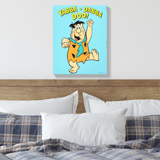Fred Flintstone Yabba-Dabba Doo! Canvas Afdruk (Insitu (Slaapkamer))