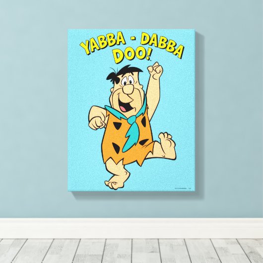 Fred Flintstone Yabba-Dabba Doo! Canvas Afdruk (Insitu (Houten vloer))
