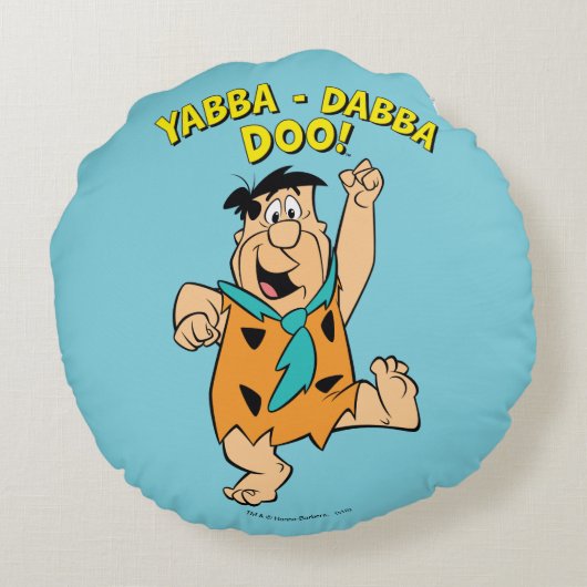 Fred Flintstone Yabba-Dabba Doo! Rond Kussen (Achterkant)