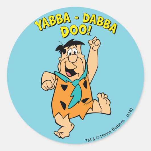 Fred Flintstone Yabba-Dabba Doo! Ronde Sticker (Voorkant)