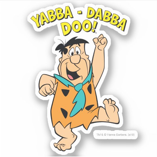 Fred Flintstone Yabba-Dabba Doo! Sticker (Voorkant)