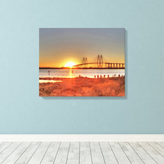 Fred Hartman Bridge Canvas Afdruk (Insitu (Houten vloer))