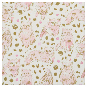FRED het Kat Pink Gold Chic Persian Cat Stof