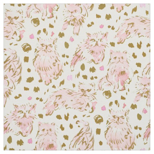 FRED het Kat Pink Gold Chic Persian Cat Stof (Swatch)