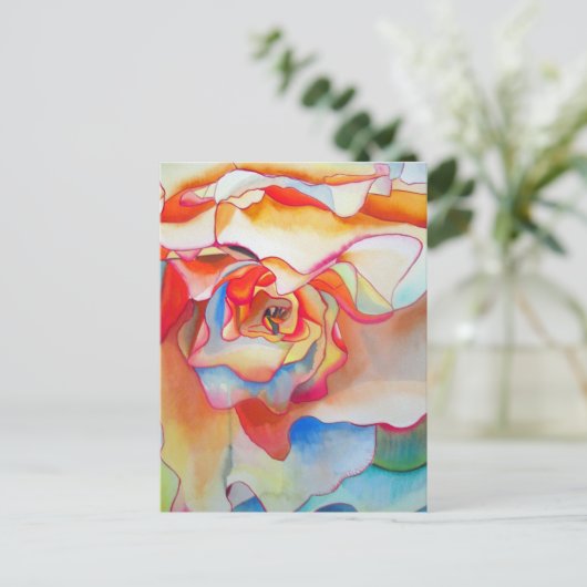 Fred martin begonia waterverf art briefkaart (Staand voorkant)