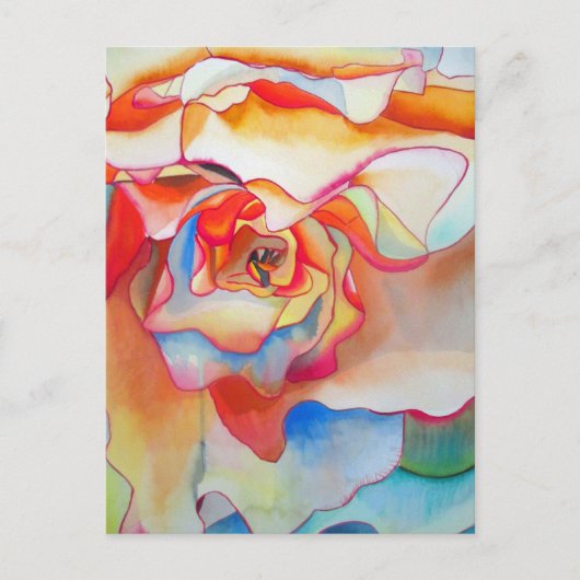 Fred martin begonia waterverf art briefkaart (Voorkant)