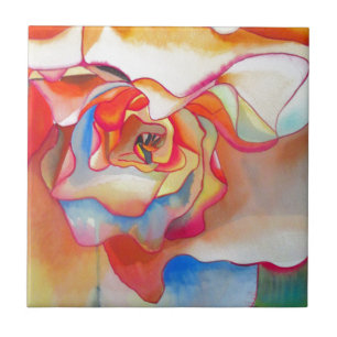 Fred martin begonia waterverf art tegeltje