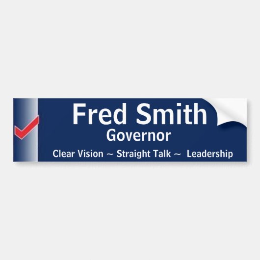 Fred Smith voor gouverneur Bumpersticker (Voorkant)