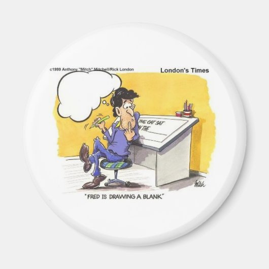 Fred tekent een blanco grappige offbeat Cartoon Gi Magneet (Voorkant)