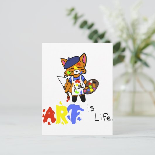Fred the Fox-Artist Briefkaart (Staand voorkant)