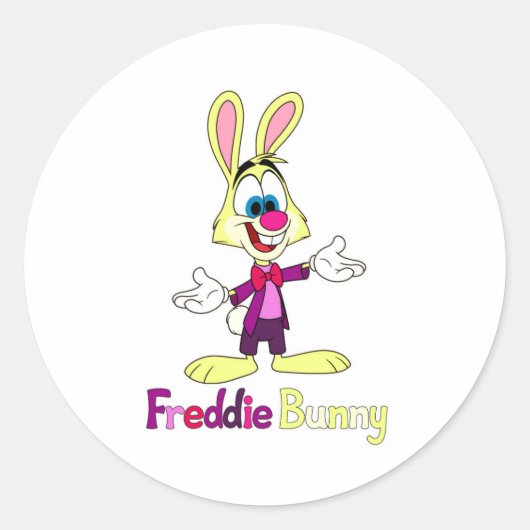 Freddie Bunny Ronde Sticker (Voorkant)