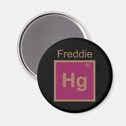 Freddie Hg (Mercury) Element Pun Magneet (Voorkant / Achterkant)