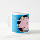 Freddy de mok van de pigkoffie (Voorkant links)