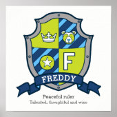 Freddy letter F jongens, dat wil zeggen wapenschil Poster (Voorkant)