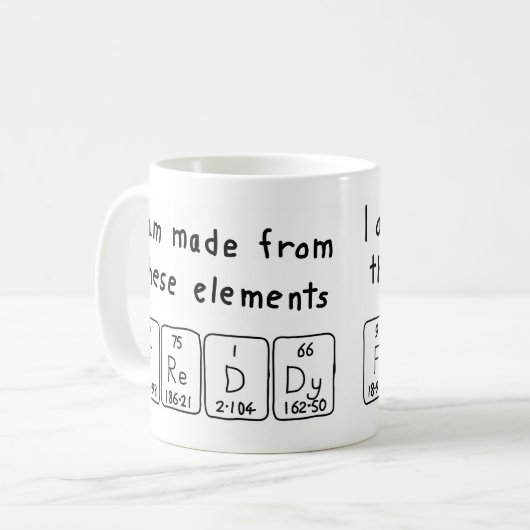 Freddy periodieke tabel naam mok (Voorkant links)