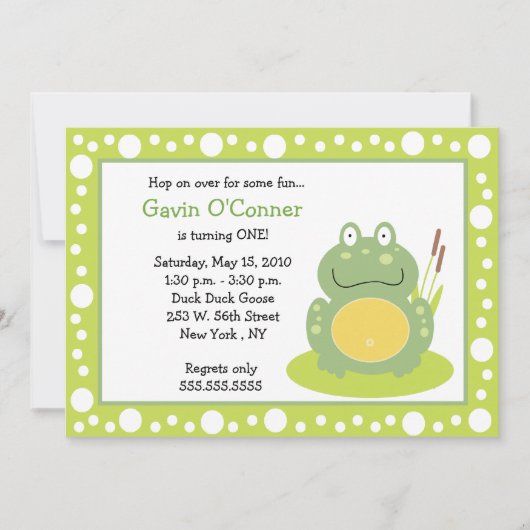 Freddy the Frog Froggy Birthday 5x7 Uitnodigingen (Voorkant)