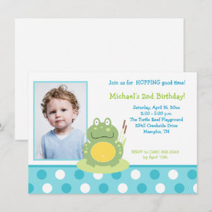 Freddy the Frog Photo Birthday Invitation Kaart