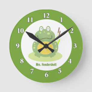 Freddy the Frog Wall Clock - Groen Ronde Klok