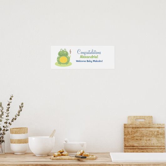 Freddy the Green Frog Baby shower Banner Poster (Keuken)