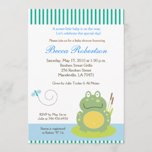 Freddy the Pond Frog Baby shower 5x7 Uitnodiging