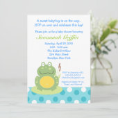 Freddy the Pond Frog Baby shower 5x7 Uitnodiging (Staand voorkant)