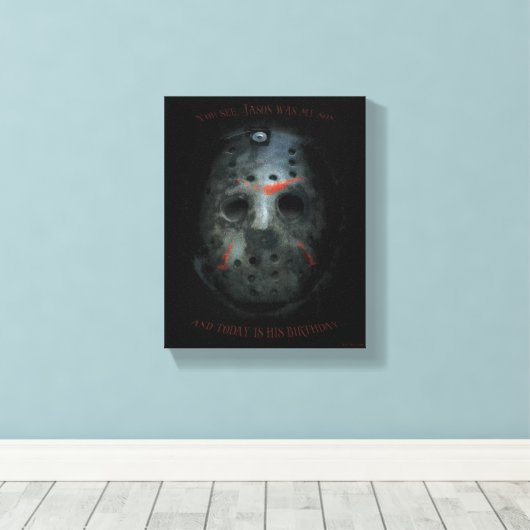 Freddy vs. Jason | Jason Mask Quote Canvas Afdruk (Insitu (Houten vloer))