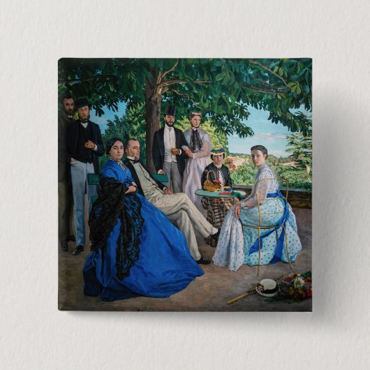 Frederic Bazille - de gezinshereniging Vierkante Button 5,1 Cm (Voorkant)