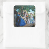 Frederic Bazille - de gezinshereniging Vierkante Sticker (Tas)