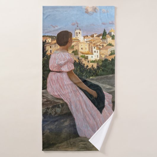 Frederic Bazille - de roze dress Bad Handdoek (Badhanddoek)