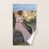Frederic Bazille - de roze dress Bad Handdoek (Handdoek)