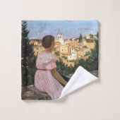 Frederic Bazille - de roze dress Bad Handdoek (Wasdoekje)