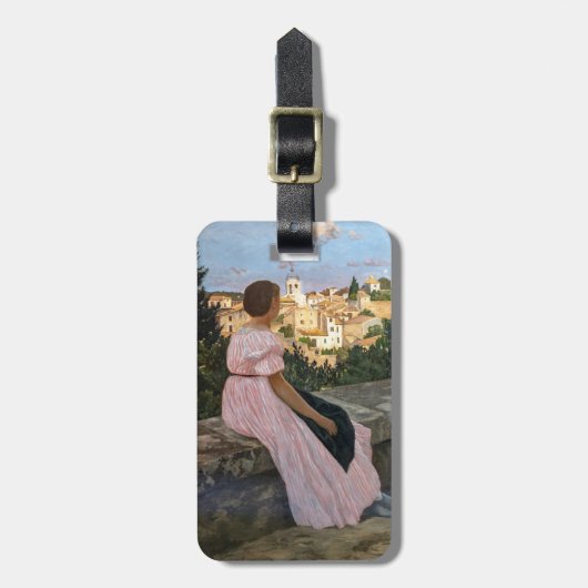 Frederic Bazille - de roze dress Bagagelabel (Voorkant verticaal)