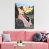 Frederic Bazille - de roze dress Canvas Afdruk (Insitu (Woonkamer))
