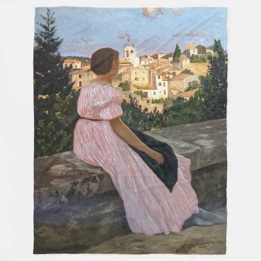 Frederic Bazille - de roze dress Fleece Deken (Voorkant)