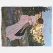 Frederic Bazille - de roze dress Fleece Deken (Voorkant (Horizontaal))