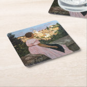 Frederic Bazille - de roze dress Kartonnen Onderzetters (Schuin)