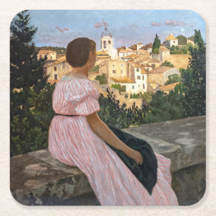 Frederic Bazille - de roze dress Kartonnen Onderzetters