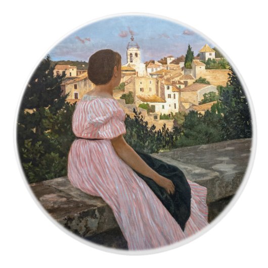 Frederic Bazille - de roze dress Keramische Knop (Voorkant)
