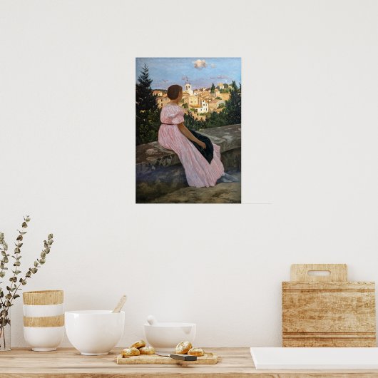 Frederic Bazille - de roze dress Poster (Keuken)