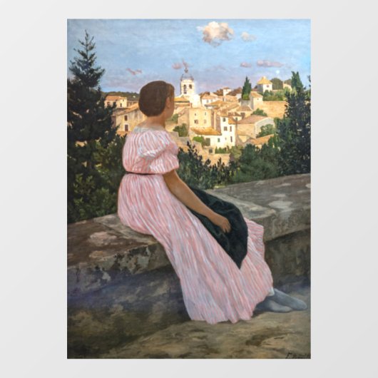 Frederic Bazille - de roze dress Raamsticker (Vel)