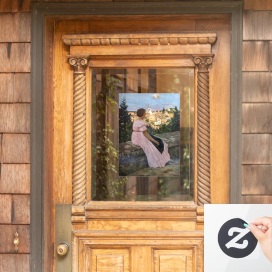 Frederic Bazille - de roze dress Raamsticker (Huis Deur)