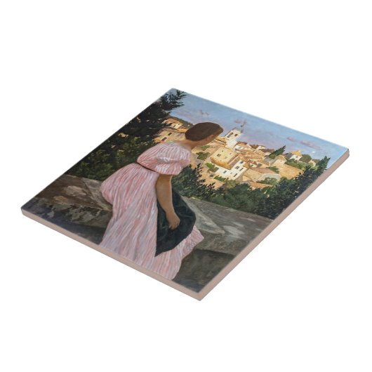 Frederic Bazille - de roze dress Tegeltje (Zijkant)