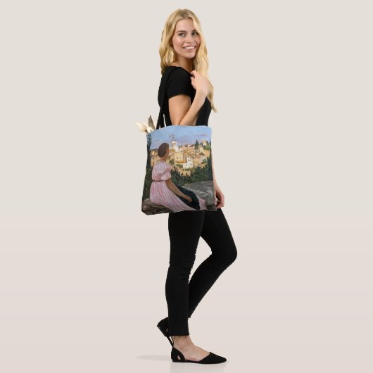 Frederic Bazille - de roze dress Tote Bag (Op model)